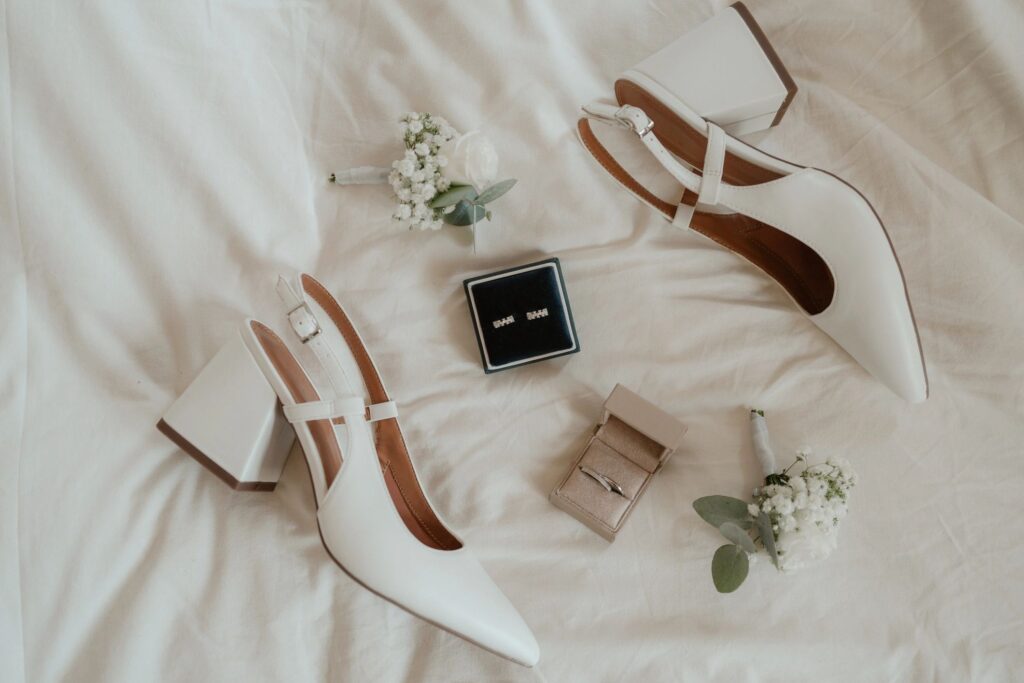 Close up of bride's shoes
