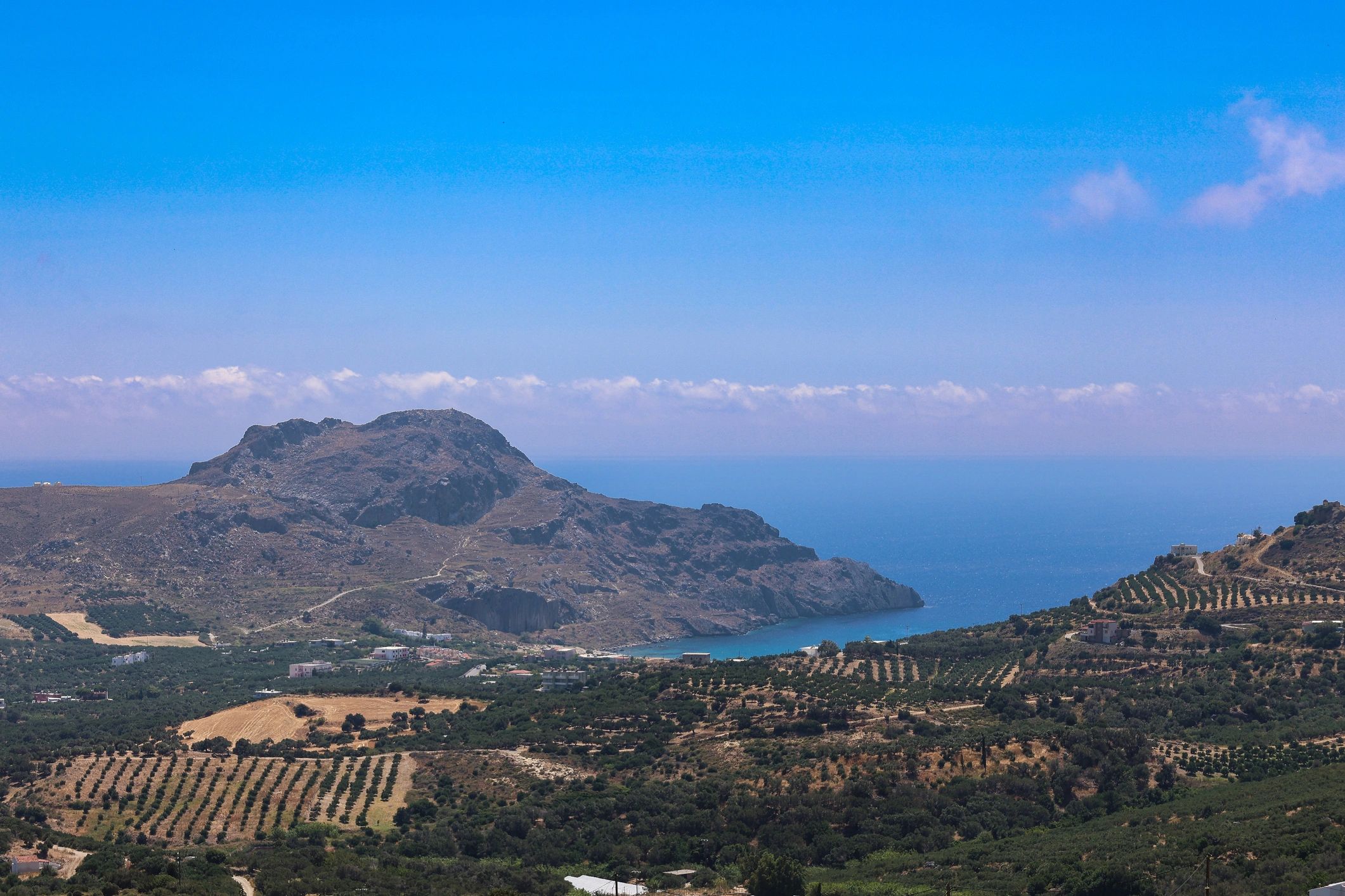 Panoramic coastal view of Plakias Bay, Crete